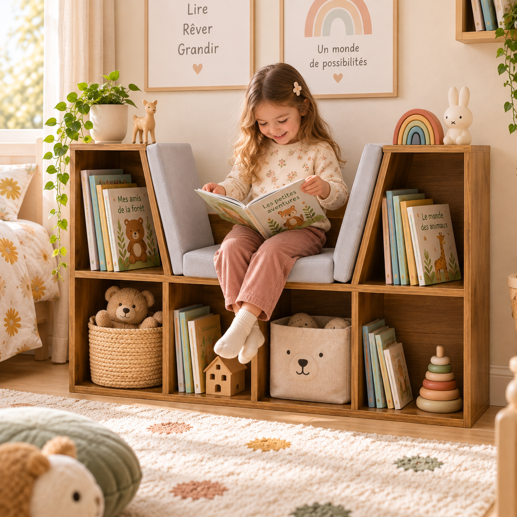 Banc bibliothèque enfant – Coin lecture