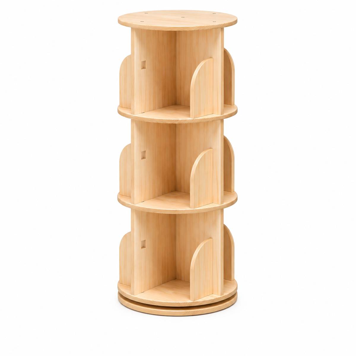 Bibliothèque enfant rotative en bois naturel à 4 niveaux de rangement