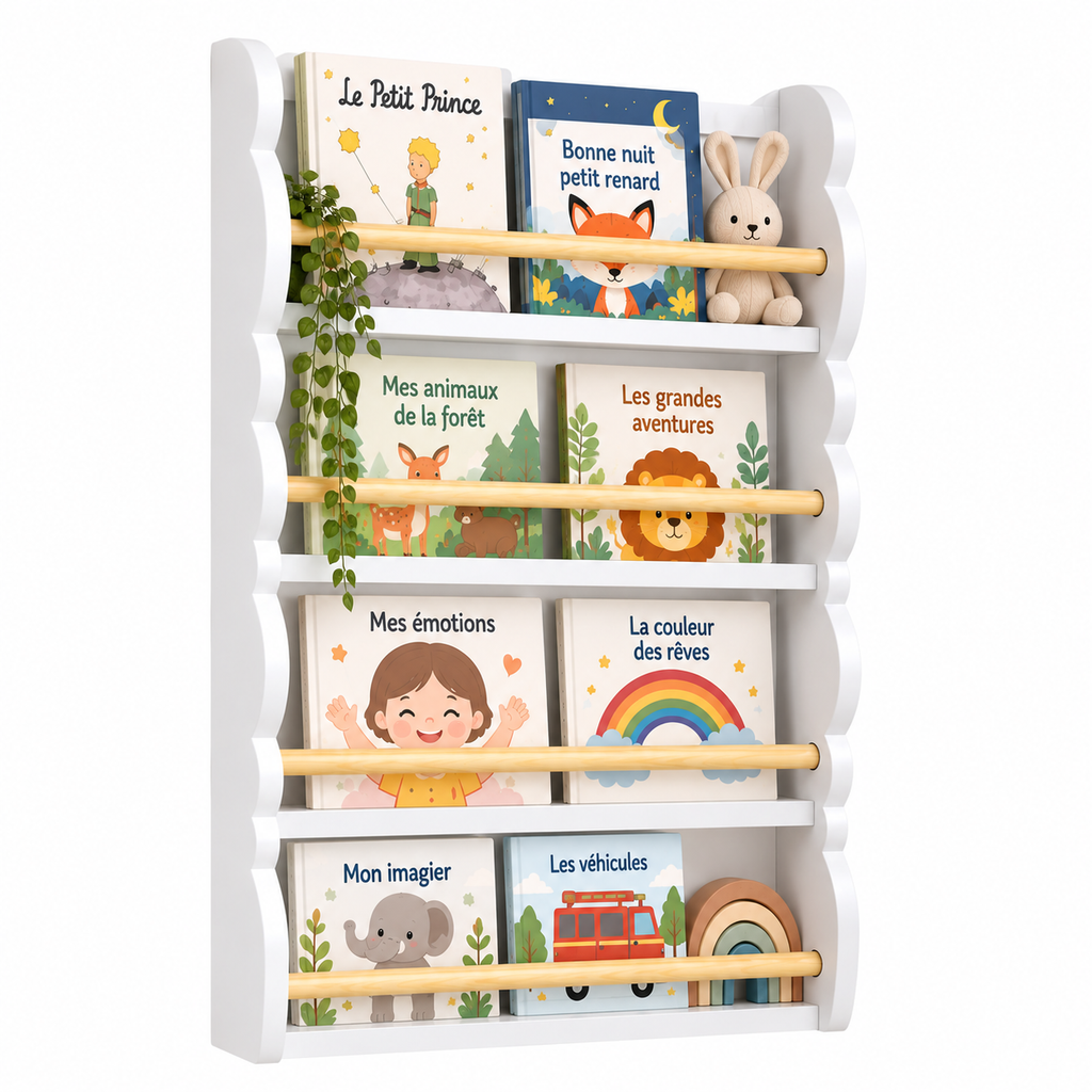 Bibliothèque Murale Enfant en Bois