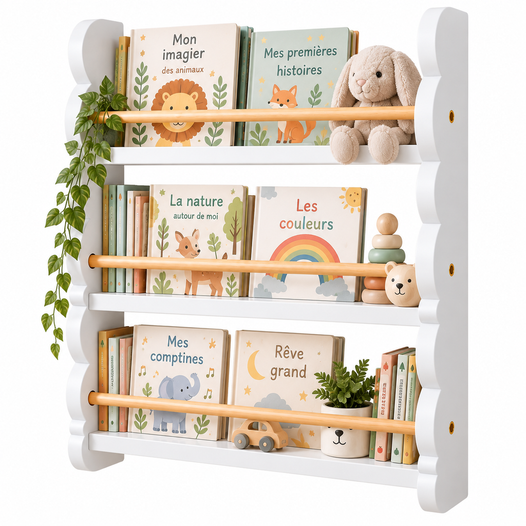 Bibliothèque Murale Enfant en Bois
