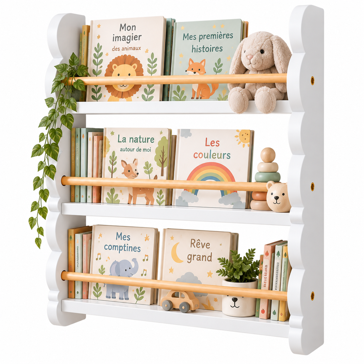 Bibliothèque Murale Enfant en Bois