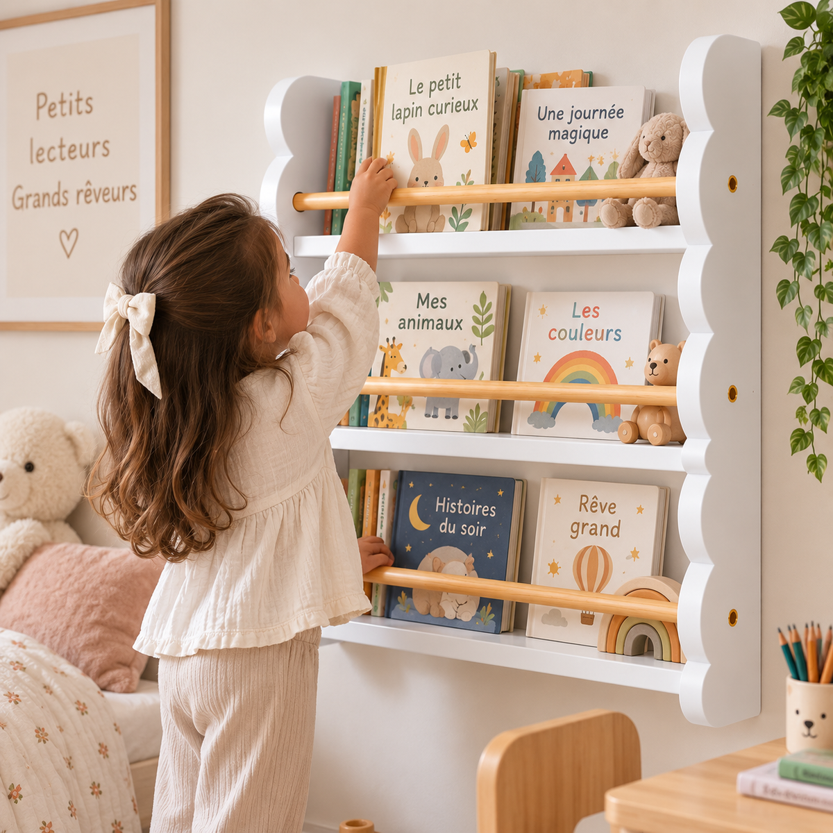 Bibliothèque Murale Enfant en Bois