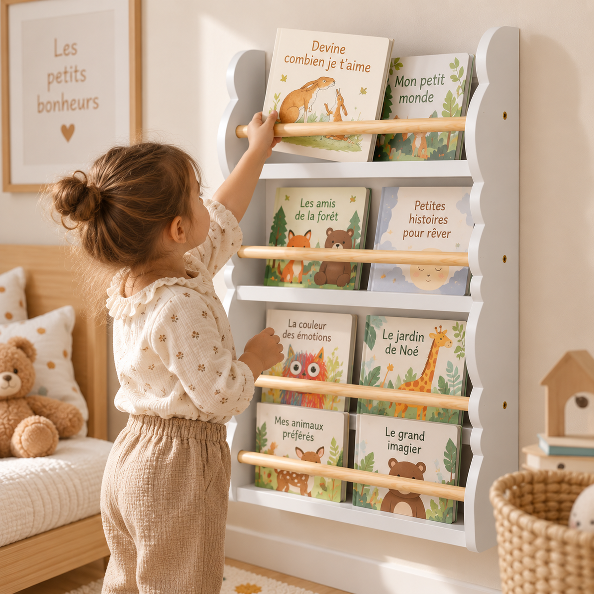 Bibliothèque Murale Enfant en Bois