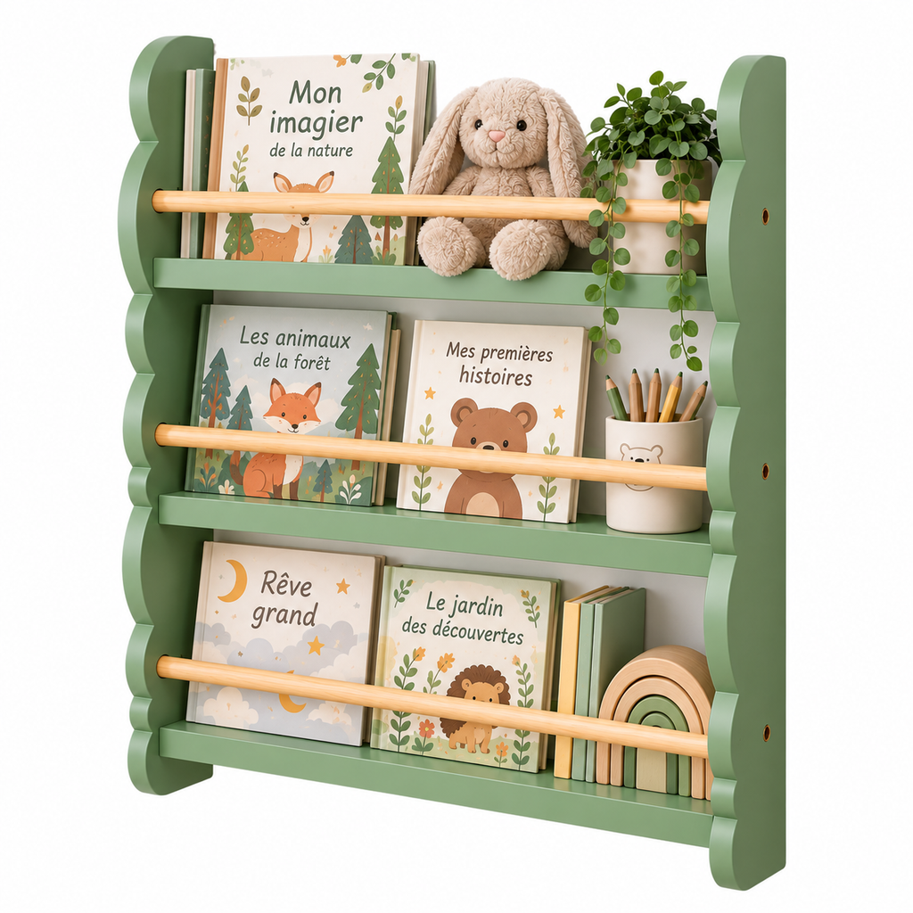 Bibliothèque Murale Enfant en Bois
