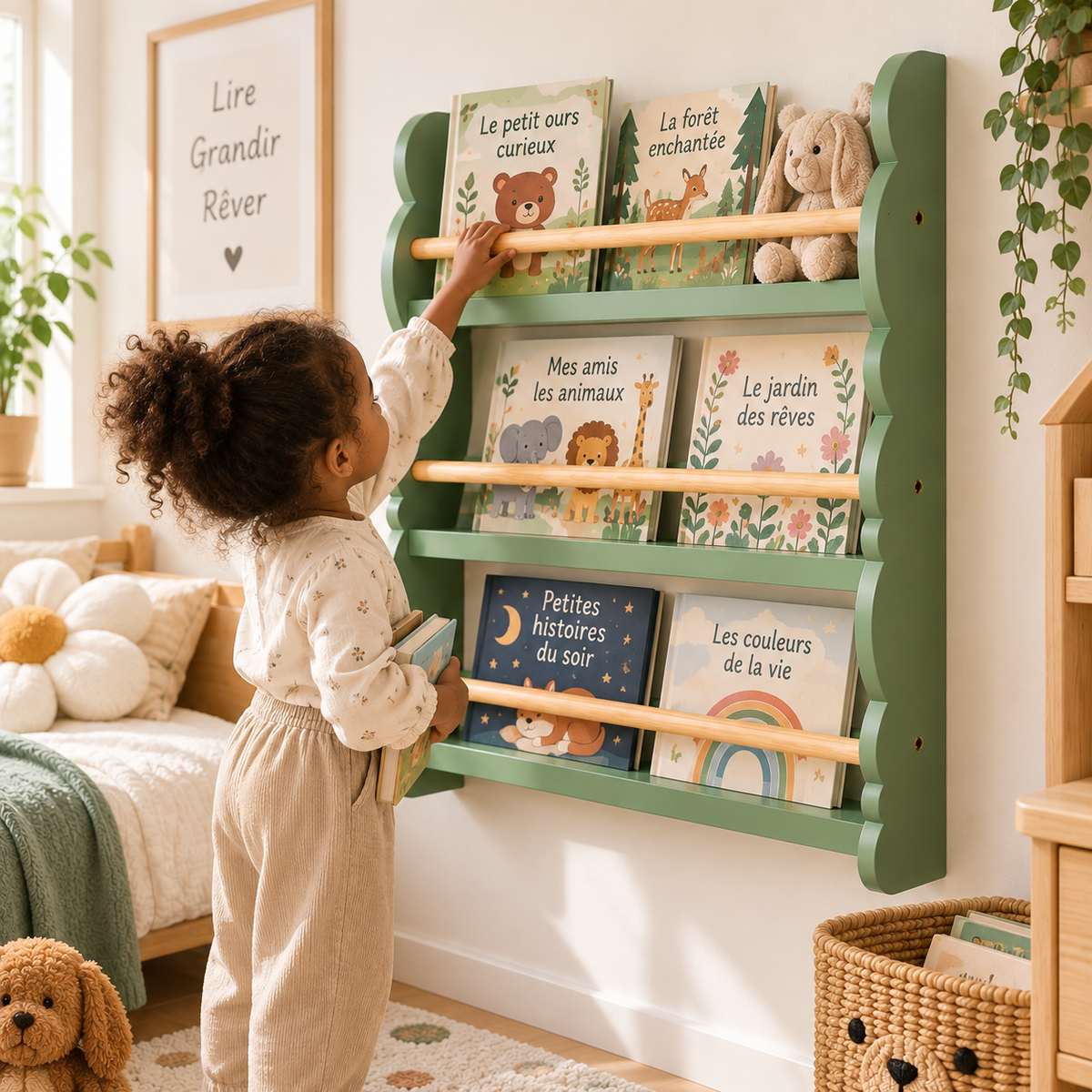 Bibliothèque Murale Enfant en Bois