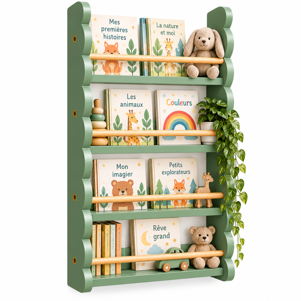 Bibliothèque Murale Enfant en Bois