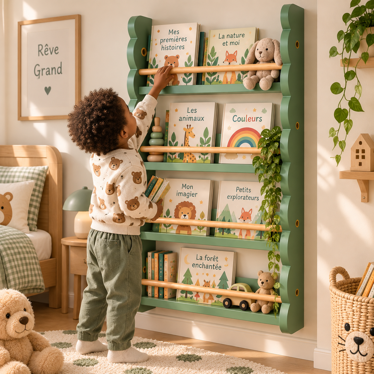 Bibliothèque Murale Enfant en Bois