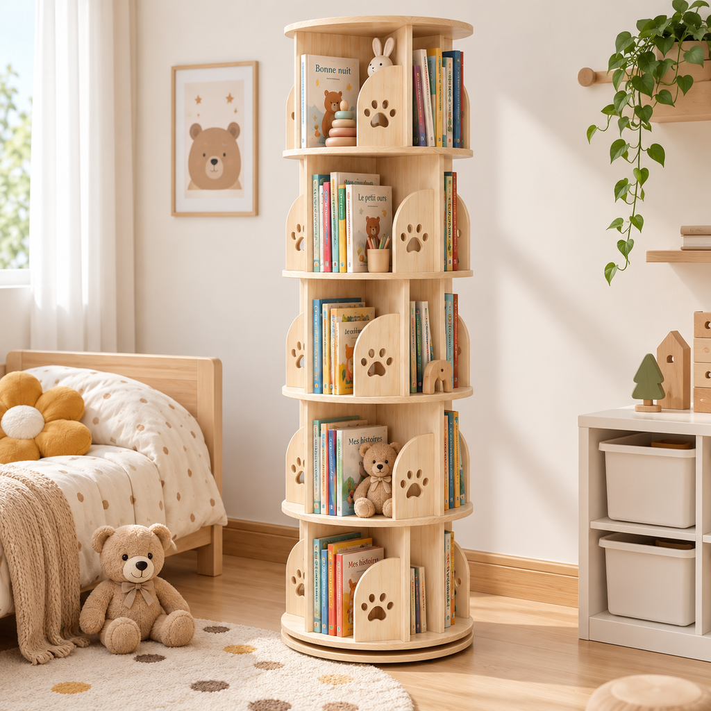 Bibliothèque enfant rotative 360° – 5 niveaux