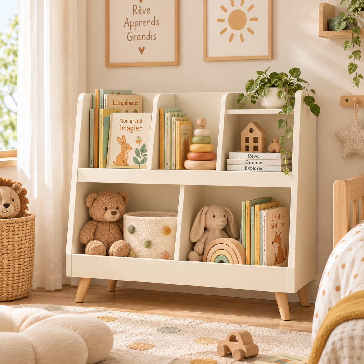 Meuble de rangement Montessori – Livres & Jouets