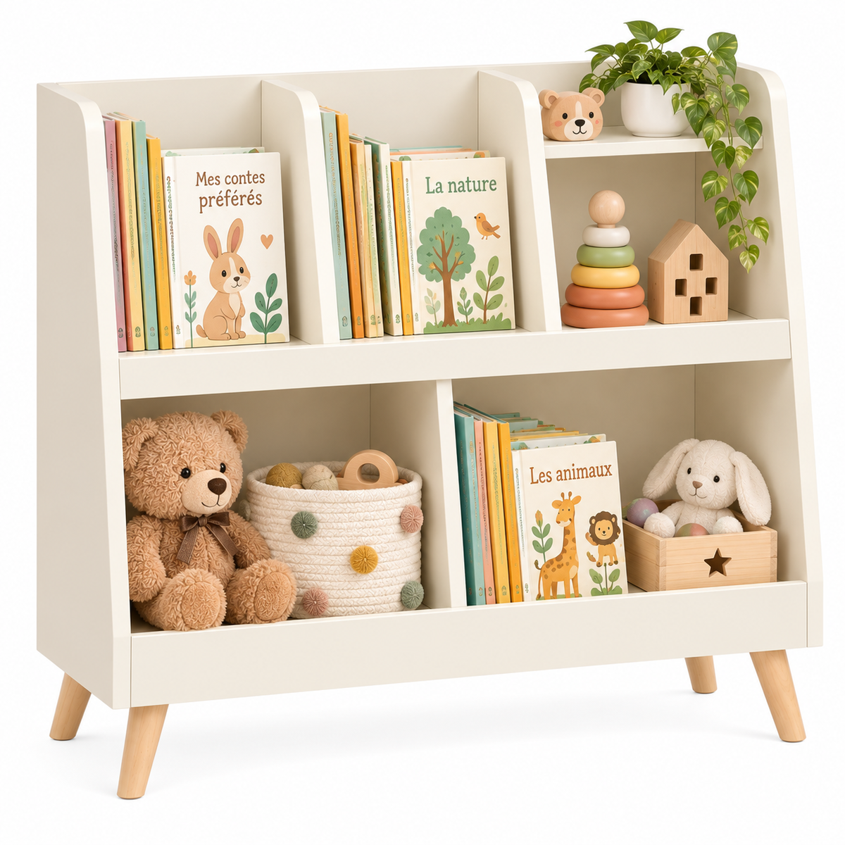 Meuble de rangement Montessori – Livres & Jouets